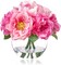 Spring Table Top Decor – Artificial Peonies in Vase, Silk Pink Flower Arrangement with Faux Water for Home, Wedding, Birthday & Party Centerpieces